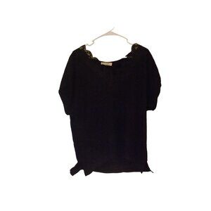 Womens NWOT No Frills Los Angeles Capped Sleeve Crepe Black W/Lace @ Neckline